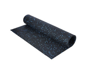 Suelo-Pavimiento Fitness de Caucho en Rollo (Negro Moteado Azul) 10m² x 6mm / GYMDESCUENTO Liquidaciones