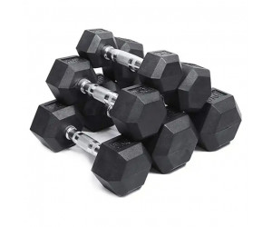 Hexagonal Rubber Dumbbell / GYMDESCUENTO
 Kilajes Mancuernas-Set of 1 to 10 (110 kgs)