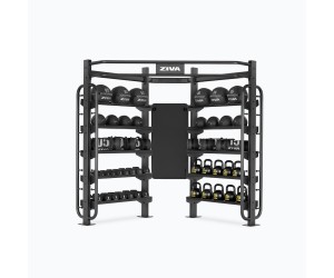 Rack-Soporte Almacenaje de Accesorios Gimnasio Universal+Enganche Elásticos Suspensión con Dominadas | Profesional Pro / ZIVA