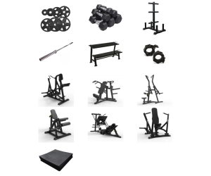 Home Gym Pack: Essential Strength Machines (Plate Loaded) + Free Weights  | Economy Range / IMPULSE